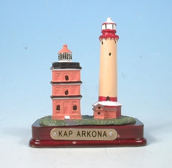Zinn Leuchtturm Kap Arkona 45mm auf Basis m.Messingschild Handbemalt