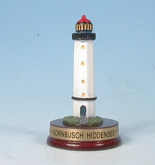 Zinn Leuchtturm Dornbusch Hiddensee 45mm auf Basis m.Messingschild Handbemalt