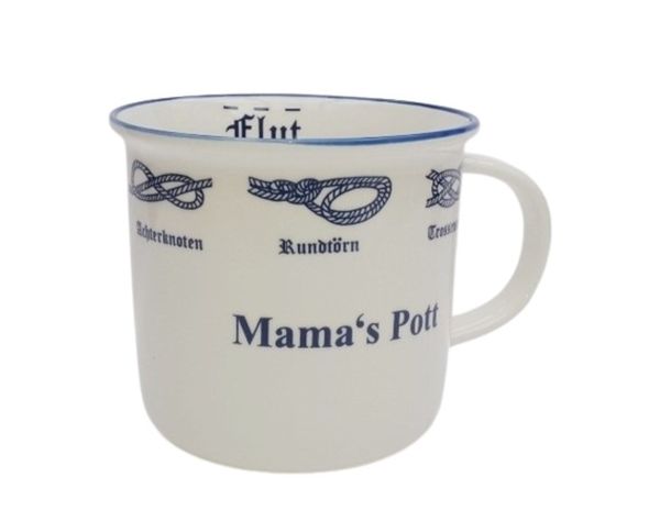 Retro Becher Knoten Mama´s Pott PORZELLAN