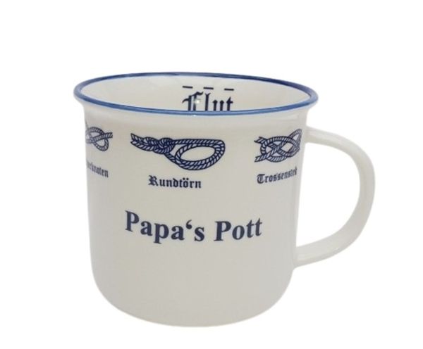 Retro Becher Knoten Papa´s Pott PORZELLAN