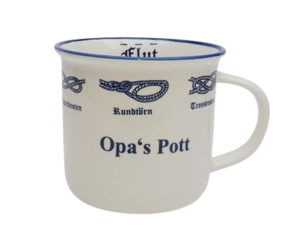 Retro Becher Knoten Opa´s Pott PORZELLAN