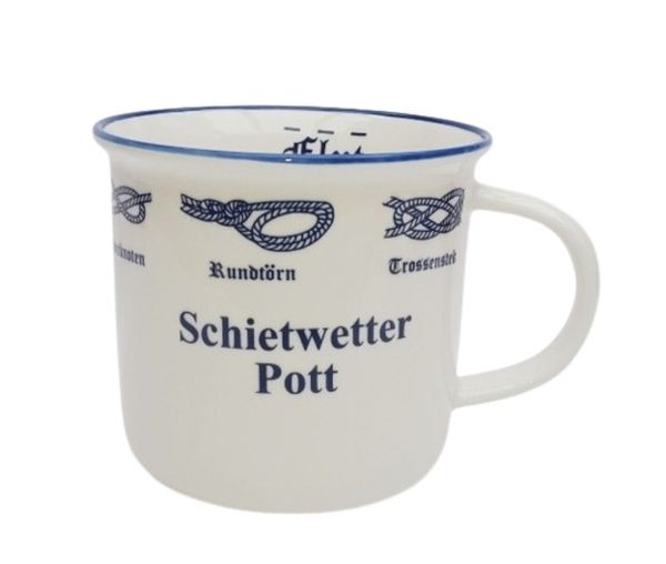 Retro Becher Knoten Schietwetter Pott PORZELLAN