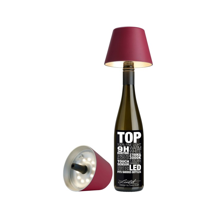 Sompex Akku Leuchte Top + Flaschenaufsatz - Bordeaux