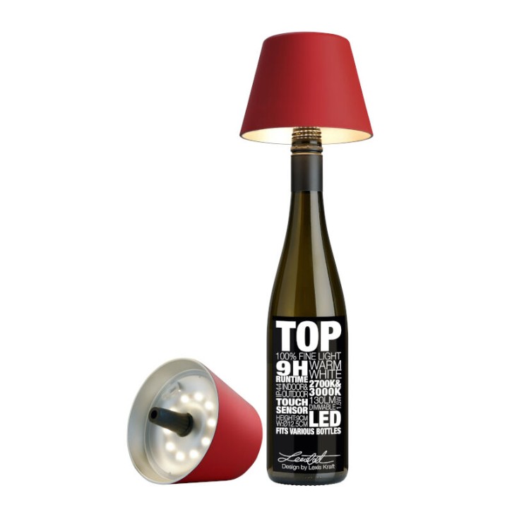 Sompex Akku Leuchte Top + Flaschenaufsatz - Rot