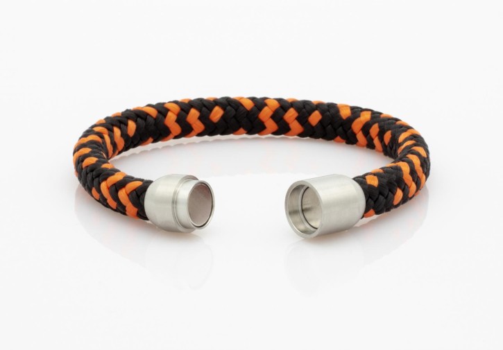 Armband Segeltau schwarz,orange 8mm-L